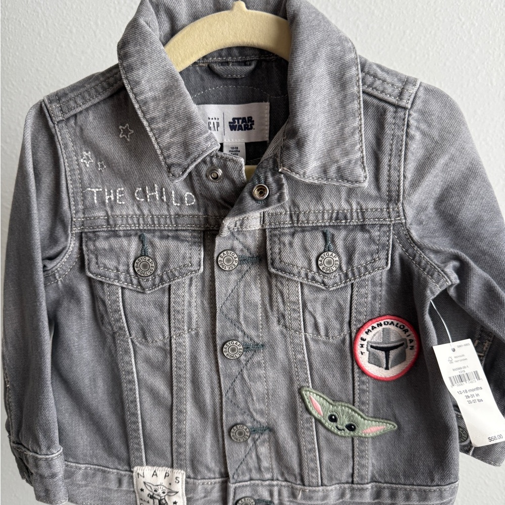 GAP Kids Gray Jean Jacket with Star Wars Patches